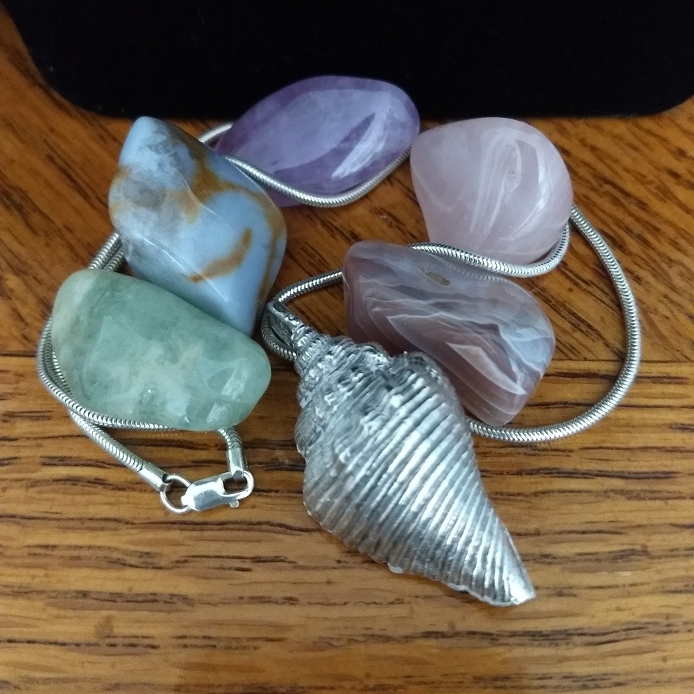 Silver Seashell Pendant with Silver Chain